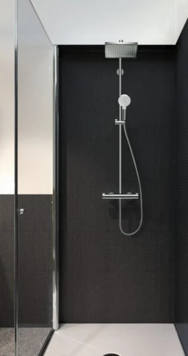 Coloana dus cu baterie si termostat Hansgrohe Crometta E 240 1jet, H120 cm