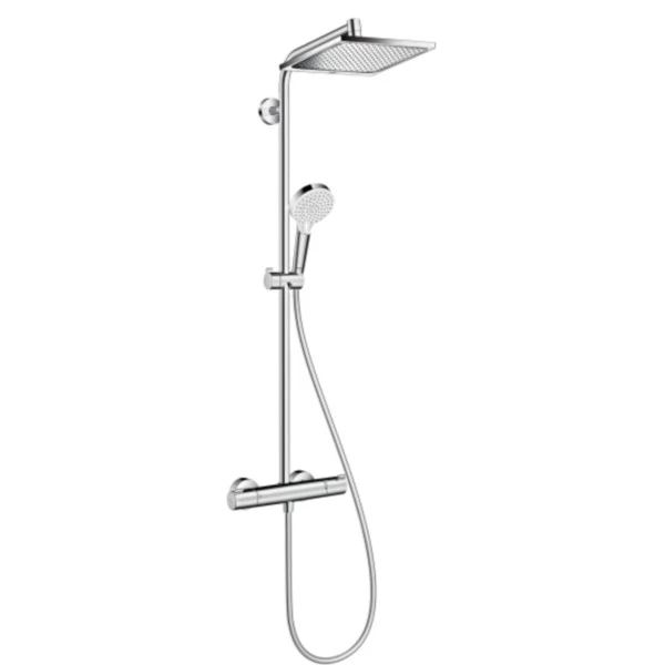 Coloana dus cu baterie si termostat Hansgrohe Crometta E 240 1jet, H120 cm
