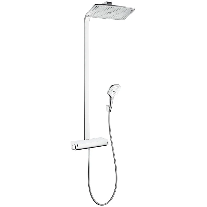 Coloana dus cu baterie si termostat Hansgrohe Raindance Select E 360, alb