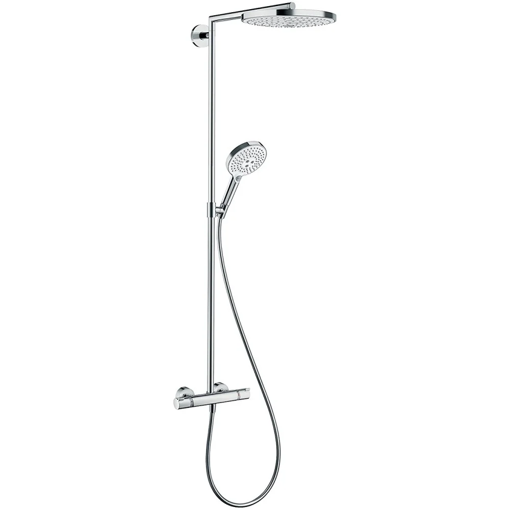 Coloana dus cu baterie si termostat Hansgrohe Raindance Select S 240 2jet, alb/crom