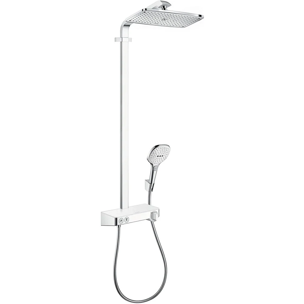 Coloana dus cu baterie si termostat Hansgrohe Raindance Select E 360 1jet ST, alb/crom