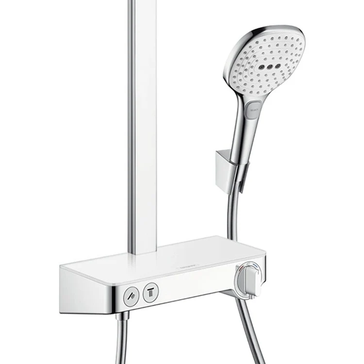Coloana dus cu baterie si termostat Hansgrohe Raindance Select E 360 1jet ST, alb/crom