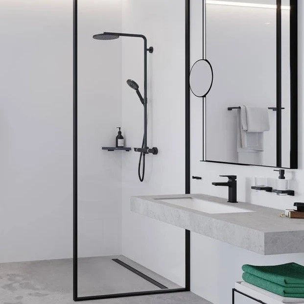 Coloana dus cu baterie si termostat Hansgrohe Raindance Select S 240, negru mat