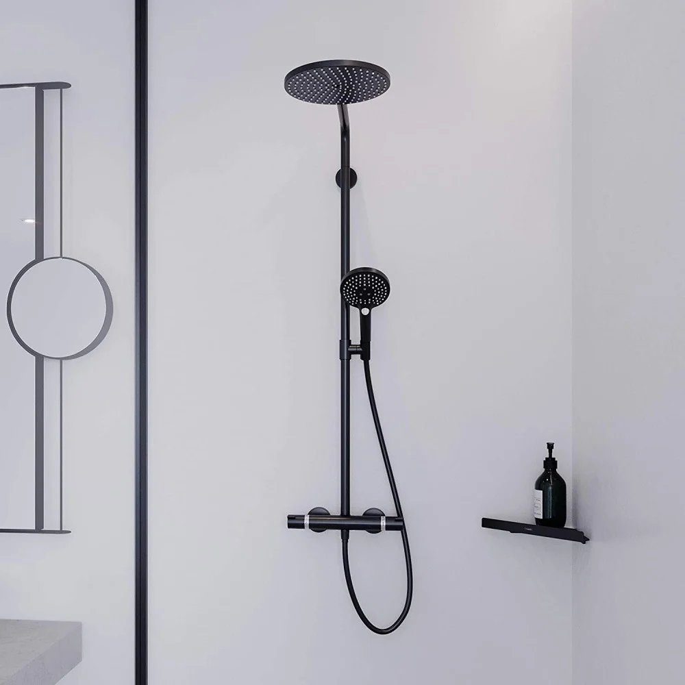 Coloana dus cu baterie si termostat Hansgrohe Raindance Select S 240, negru mat