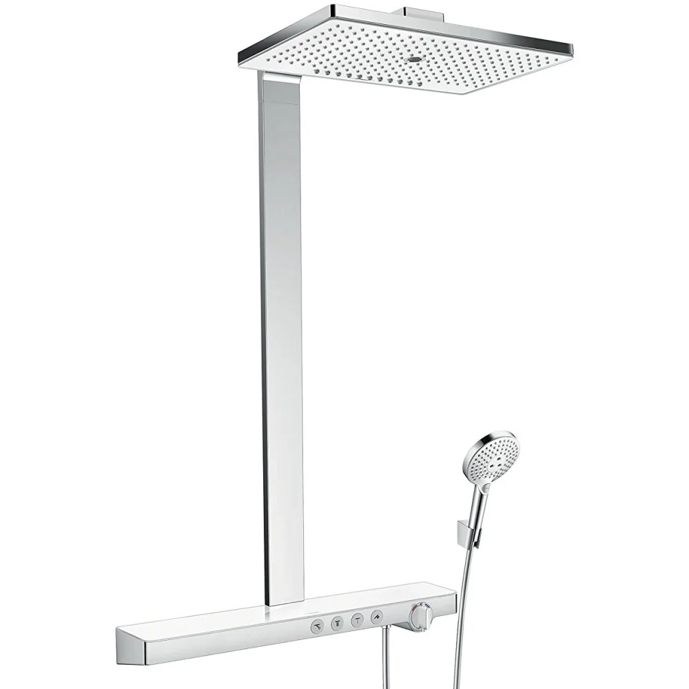Coloana dus cu baterie si termostat Hansgrohe Rainmaker Select 460 3jet, alb/crom