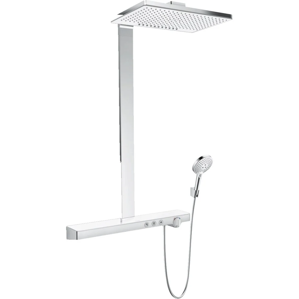 Coloana dus cu baterie si termostat Hansgrohe Rainmaker Select 460, alb/crom