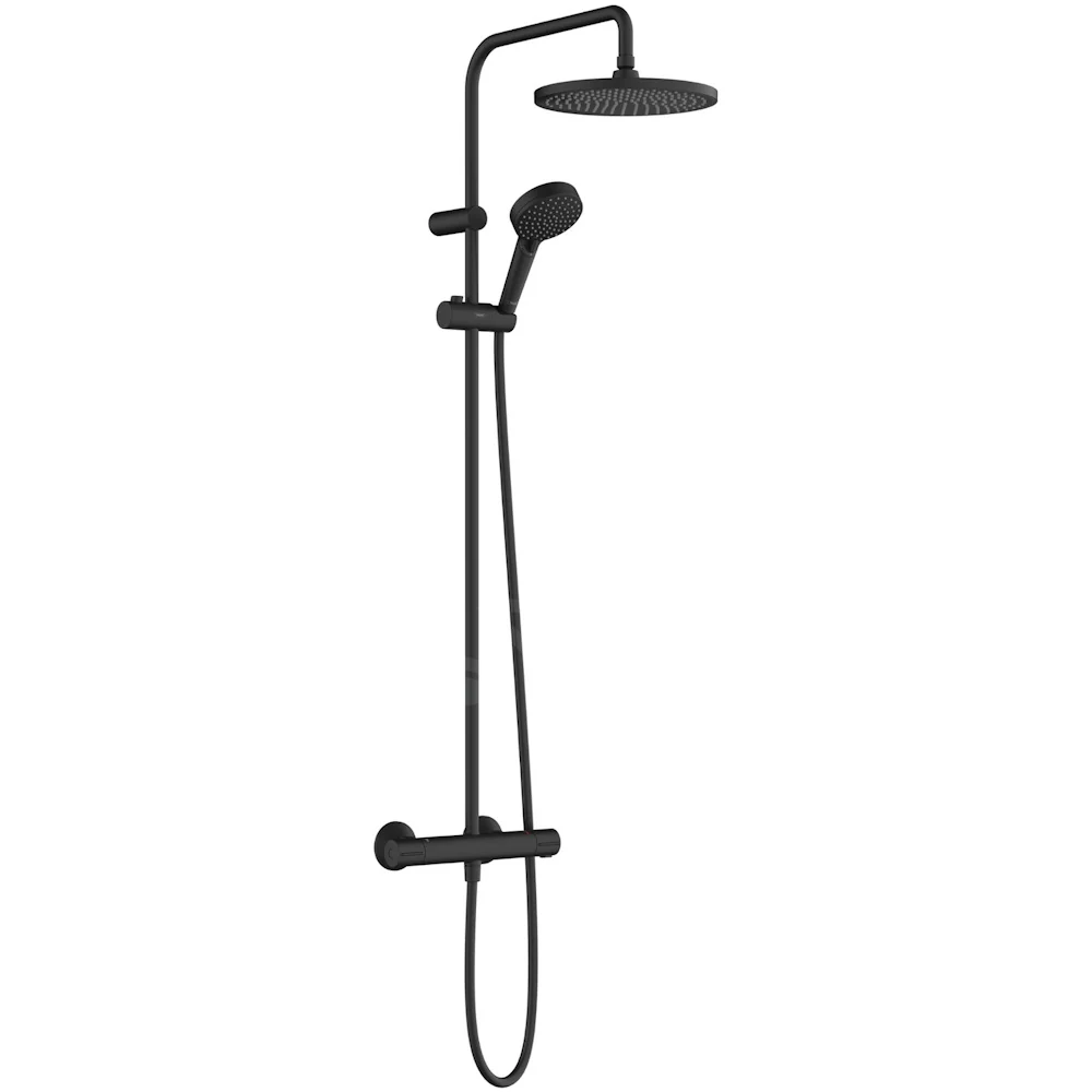 Coloana dus cu baterie si termostat Hansgrohe Vernis Blend 240 S, negru mat