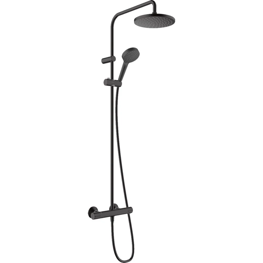 Coloana dus cu baterie si termostat Hansgrohe Vernis Blend, negru mat