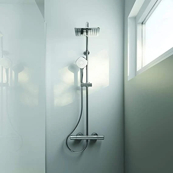 Coloana dus cu baterie si termostat Ideal Standard CeraTherm T100, si cap dus patrat 20x20 cm