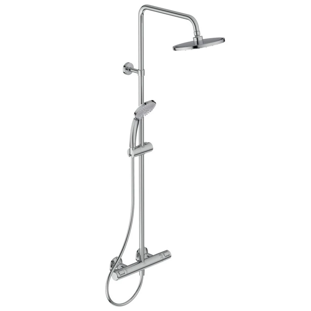 Coloana dus cu baterie si termostat Ideal Standard CeraTherm T25, si cap dus rotund Ø20 cm