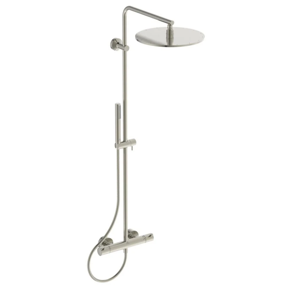 Coloana dus cu baterie si termostat Ideal Standard CeraTherm T125, gri metalic (silver storm PVD)