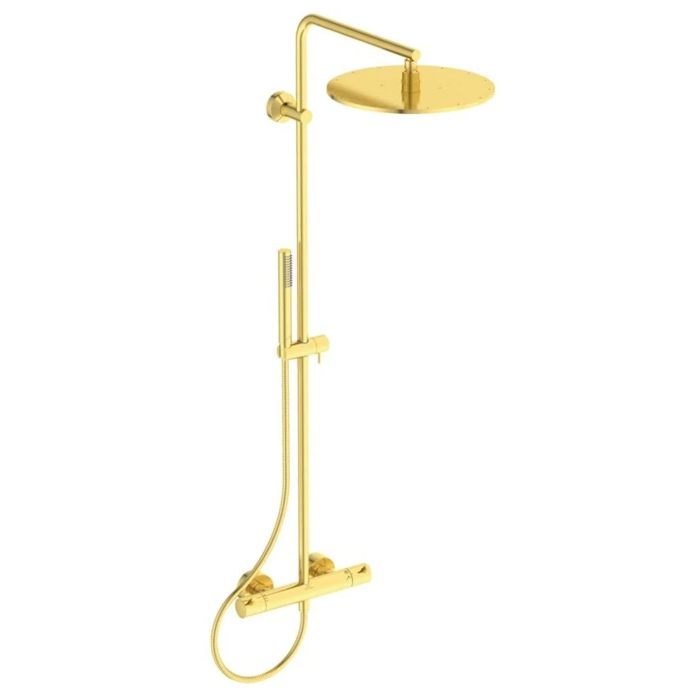 Coloana dus cu baterie si termostat Ideal Standard CeraTherm T125, auriu mat (brushed gold PVD)