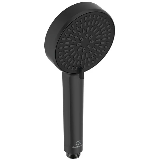 Coloana dus cu baterie si termostat Ideal Standard CeraTherm T25, si cap dus rotund Ø26 cm, negru mat (silk black)