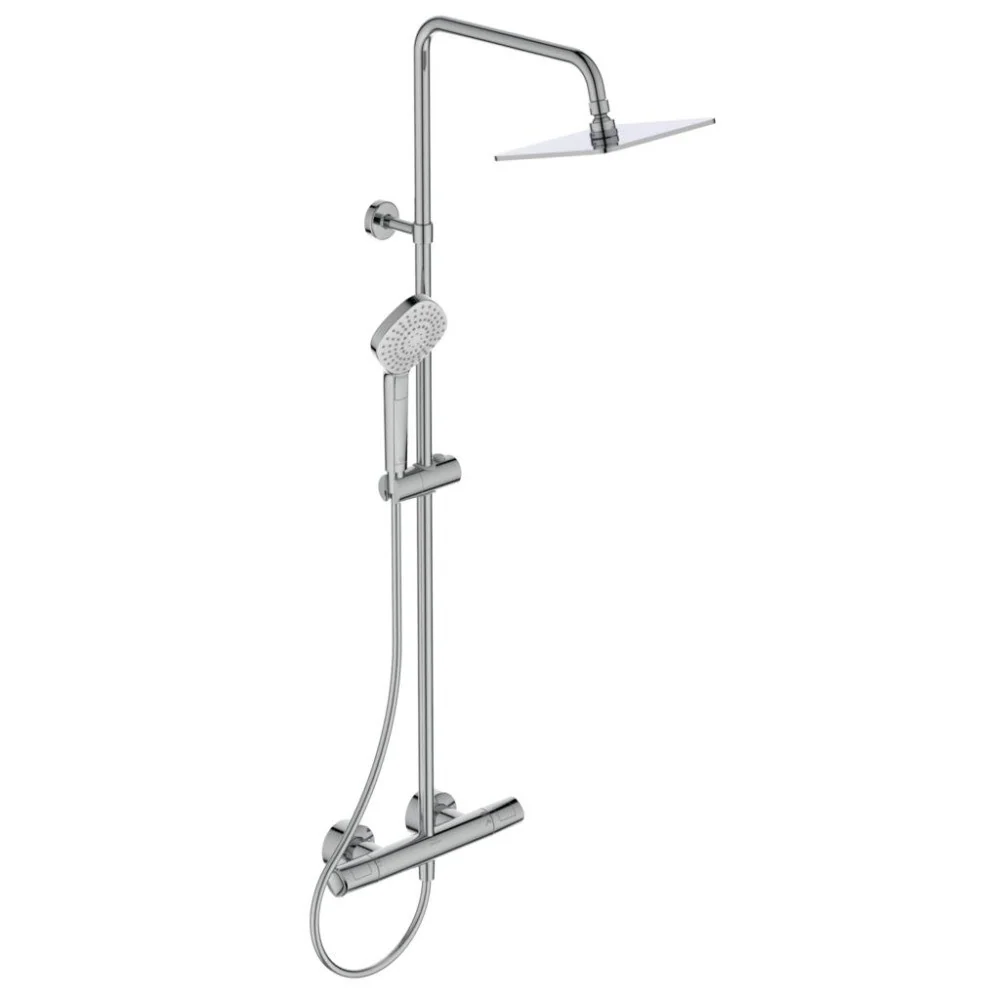 Coloana dus cu baterie si termostat Ideal Standard CeraTherm T100, si cap dus patrat 20x20 cm
