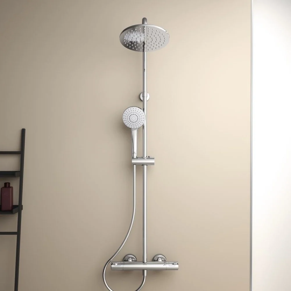 Coloana dus cu baterie si termostat Ideal Standard CeraTherm T50, si polita