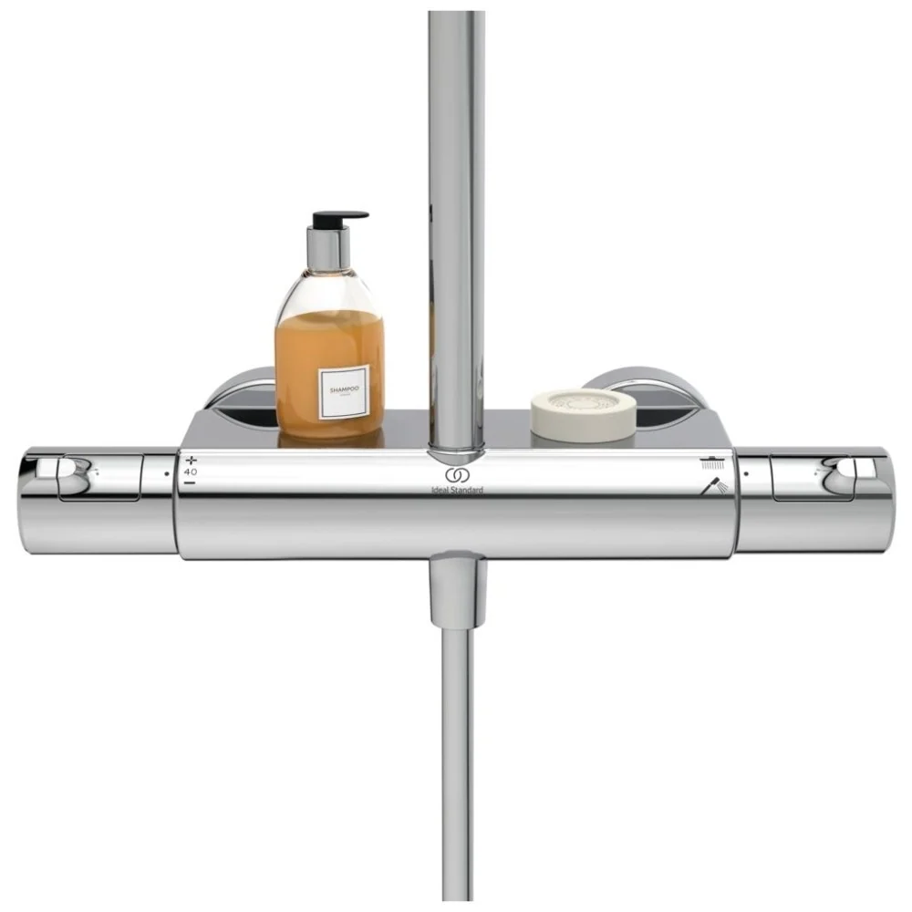 Coloana dus cu baterie si termostat Ideal Standard CeraTherm T50, si polita