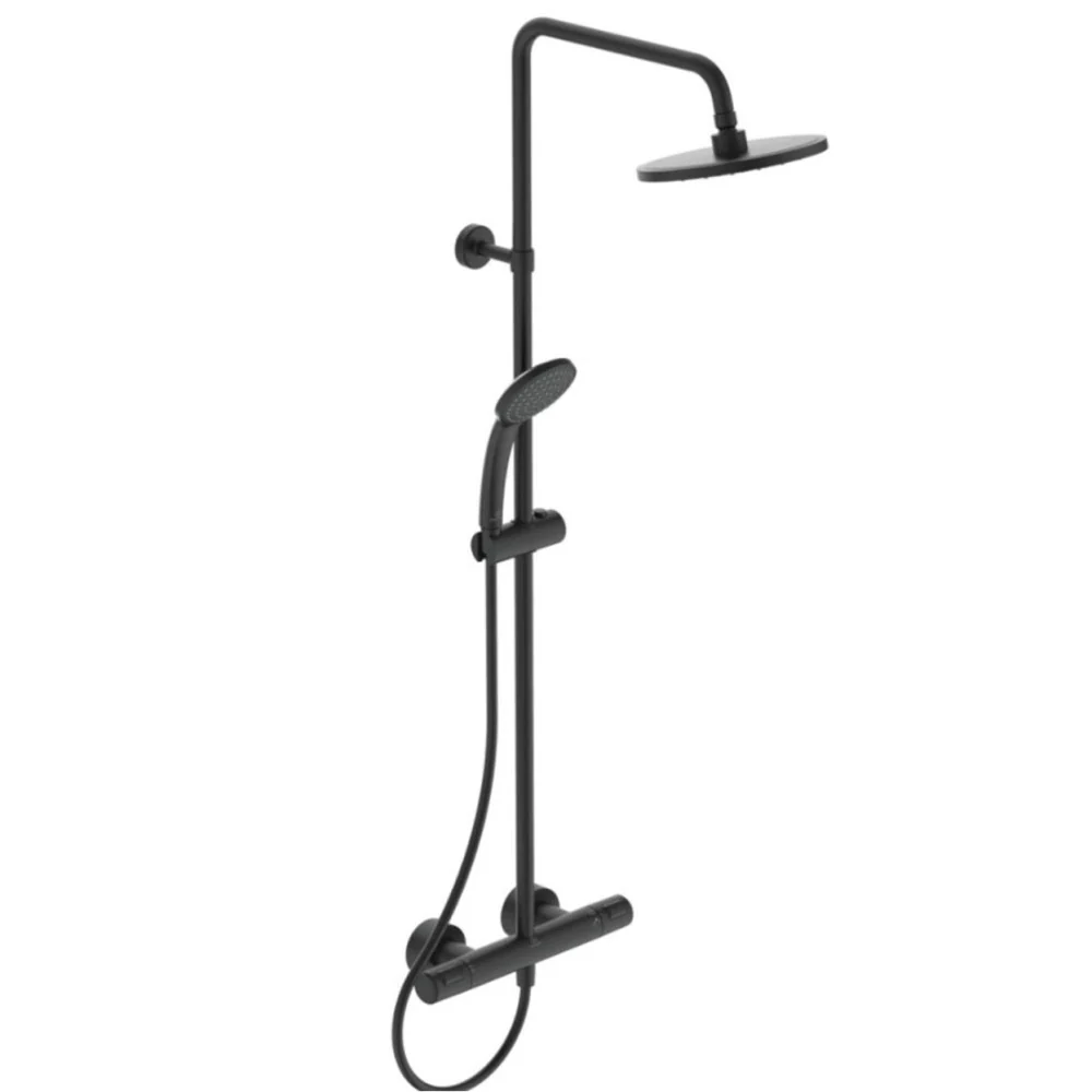 Coloana dus cu baterie si termostat Ideal Standard CeraTherm T25 Round, negru mat (silk black)