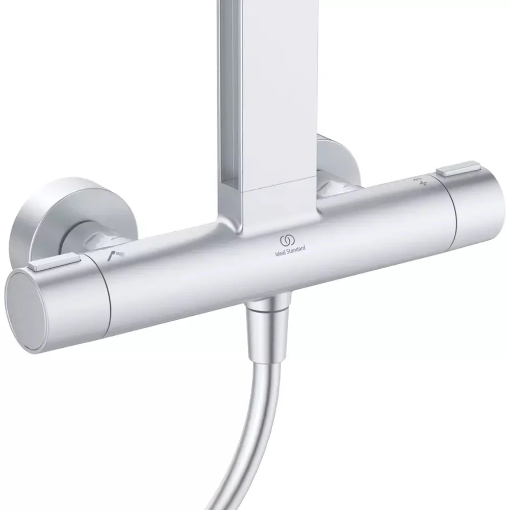 Coloana dus cu baterie si termostat Ideal Standard Ceraflow Alu+ si doua rafturi, argintiu mat (silver)