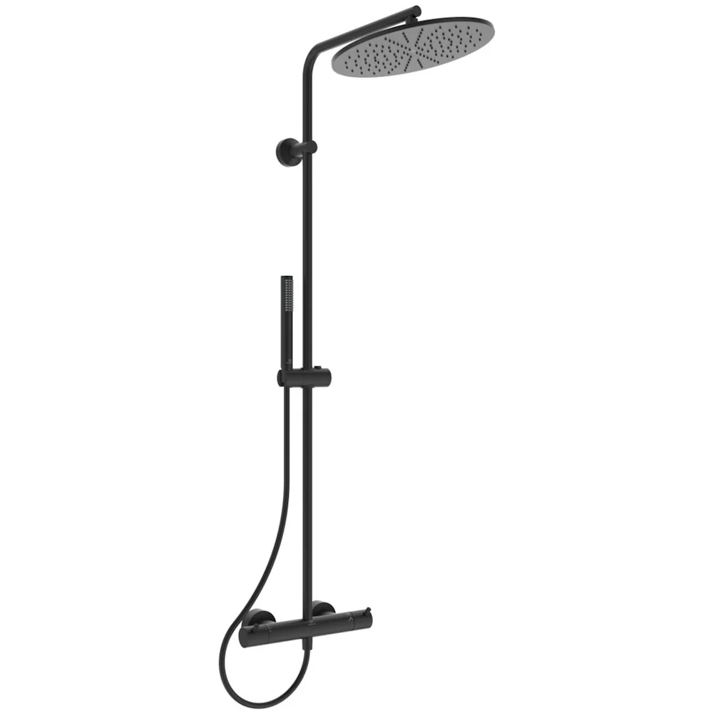Coloana dus cu baterie si termostat Ideal Standard CeraTherm T125, negru mat (silk black)