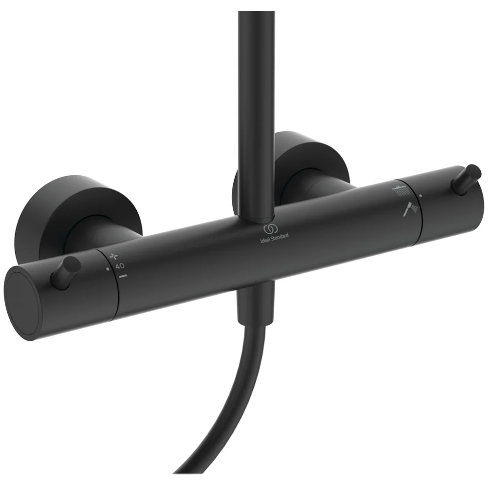 Coloana dus cu baterie si termostat Ideal Standard CeraTherm T125, negru mat (silk black)