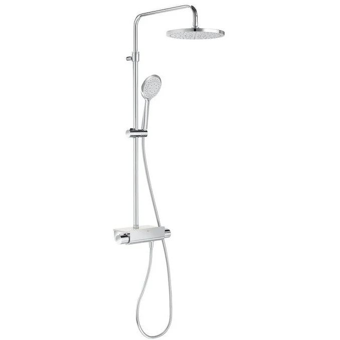 Coloana dus cu baterie si termostat Roca Deck, cap dus Ø25 cm