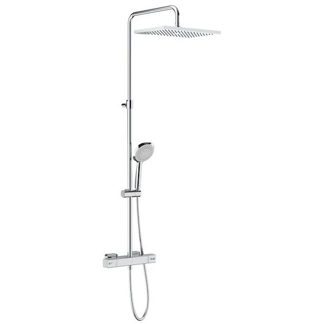 Coloana dus cu baterie si termostat Roca Level, cap dus Ø25 cm