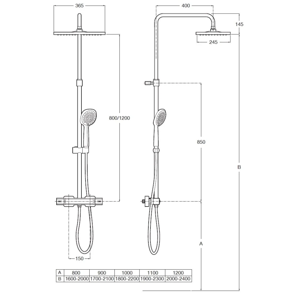 Coloana dus cu baterie si termostat Roca Level, cap dus Ø25 cm