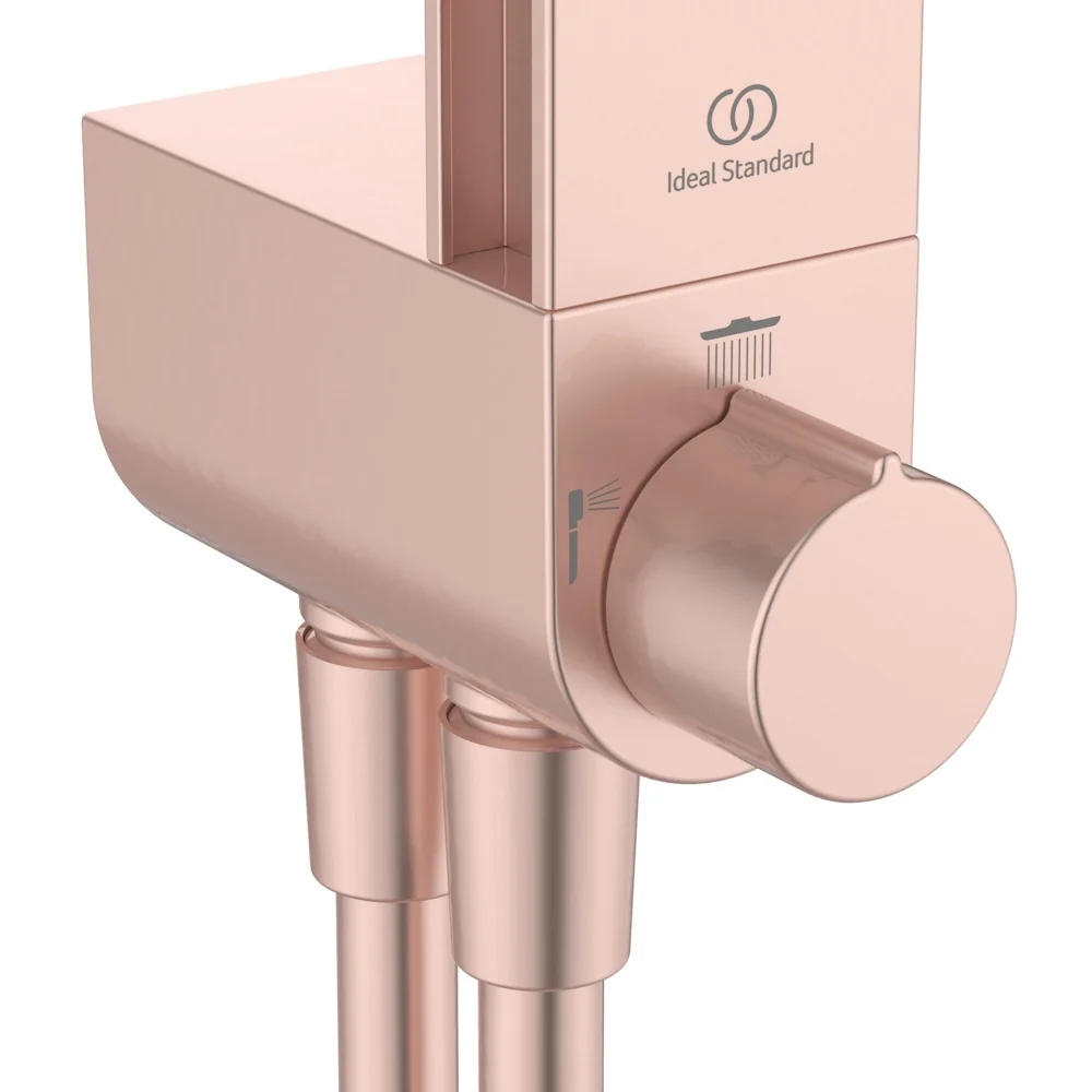 Coloana dus fara baterie Ideal Standard Alu+ si doua rafturi, auriu roze (rose mat)
