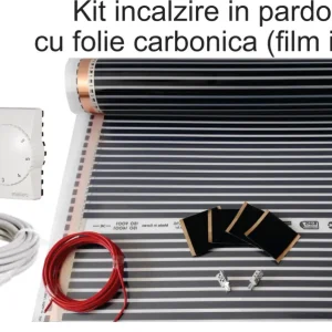 Kit incalzire pardoseala cu folie carbonica + termostat analogic, pentru 3.00mp