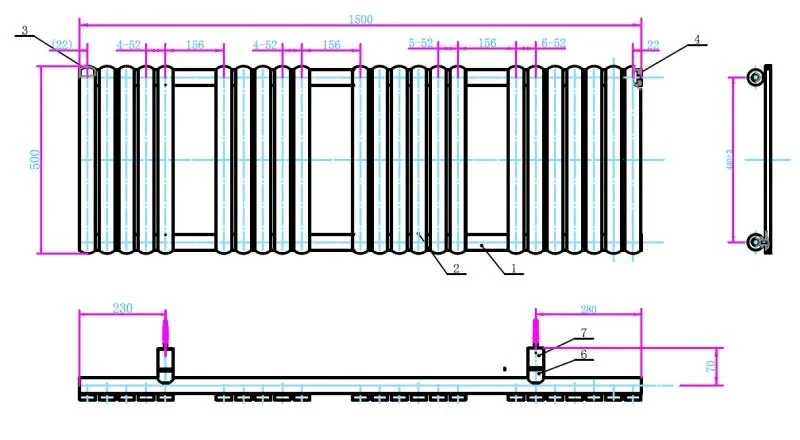 Radiator calorifer Arezzo Design portprosop FLAT BLACK 1500x500mm negru mat