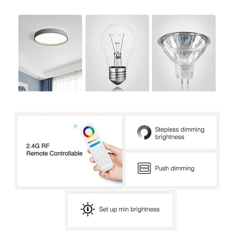 Dimmer triac Zigbee 3.0+2.4G+Push 300W, TRI-C1ZR