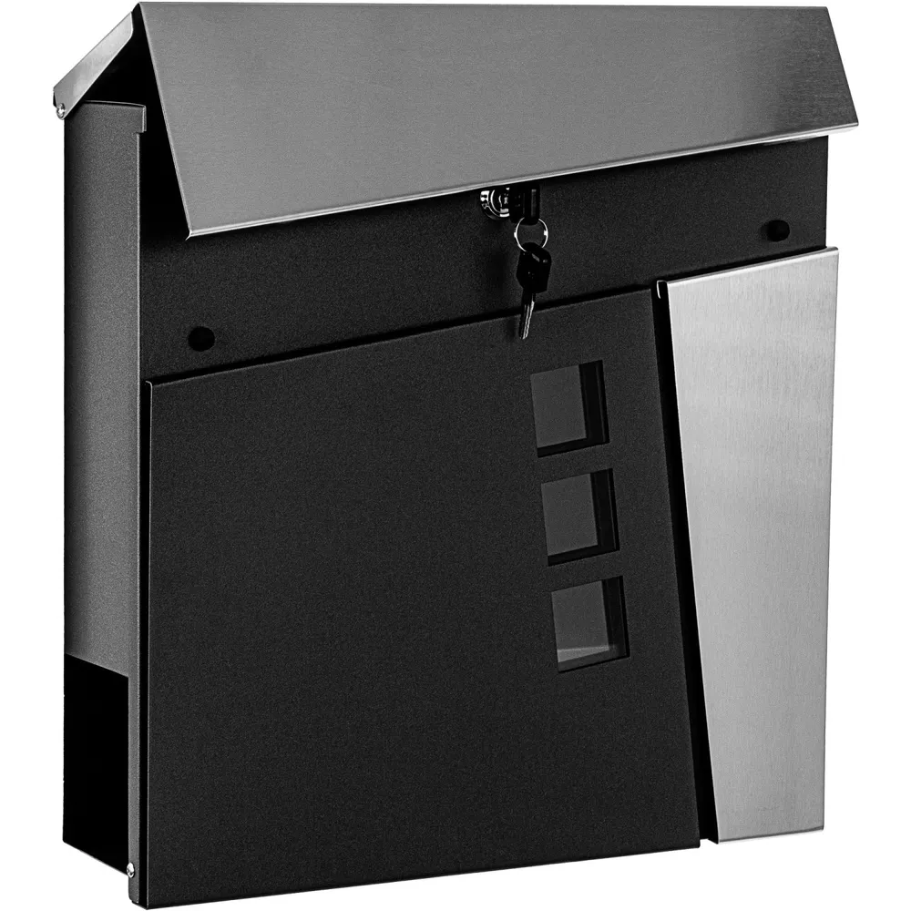 Cutie postala murala, 370 x 370 x 110, negru/inox Cologne