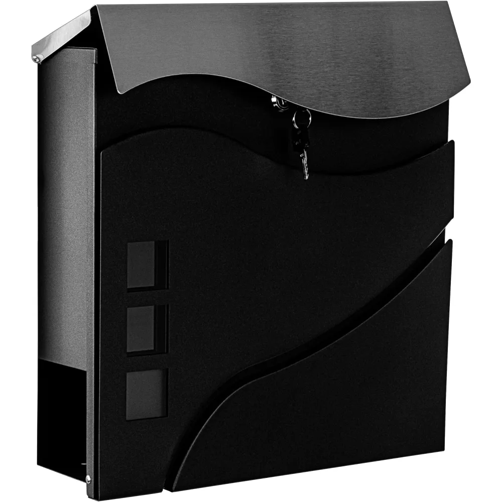 Cutie postala murala, 370 x 370 x 110, negru, otel inoxidabil Austin