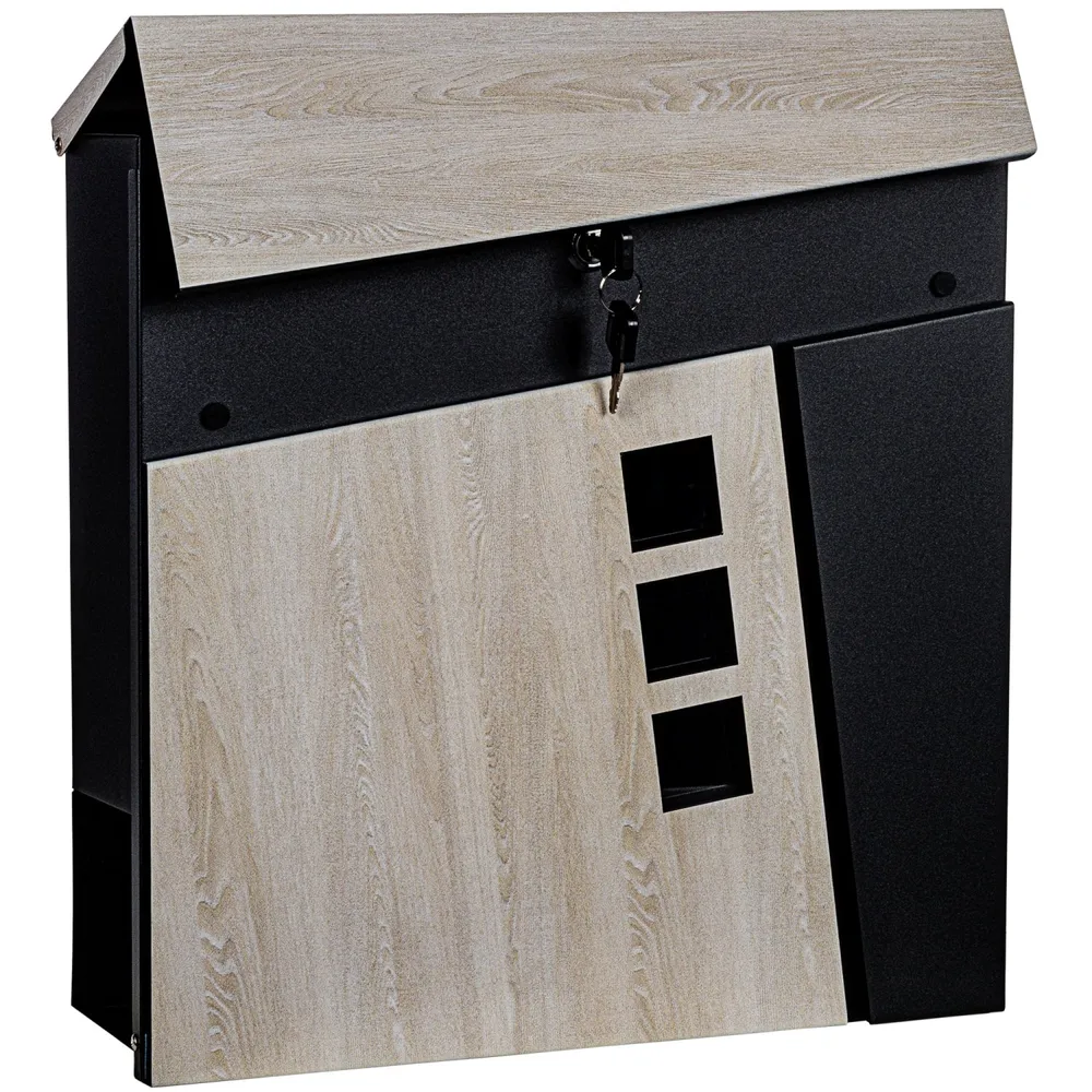 Cutie postala de perete, 370 x 370 x 110, lemn/negru Oslo