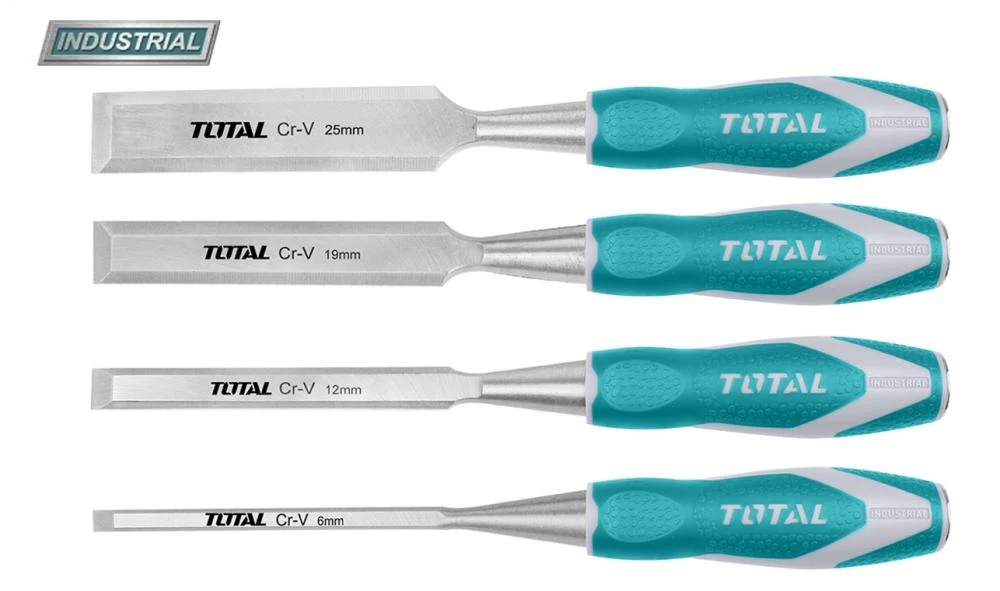 Set 4 dalti pentru lemn Total Industrial - 6mm, 12mm, 19mm, 25mm