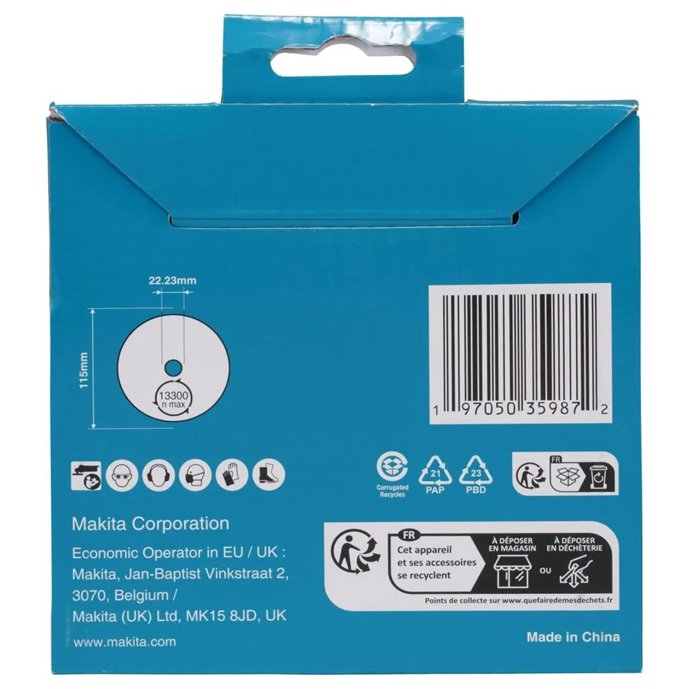 Disc de diamant Makita D-80210 Coroană continuă de 115 mm