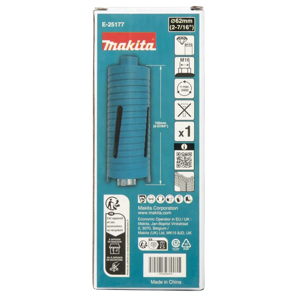 Coroana de diamant Makita E-25177 62mm M16 Uscat