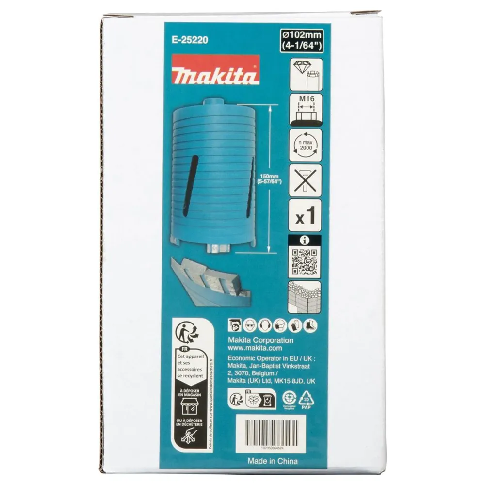 Coroana de diamant Makita E-25220 102mm M16 Uscat