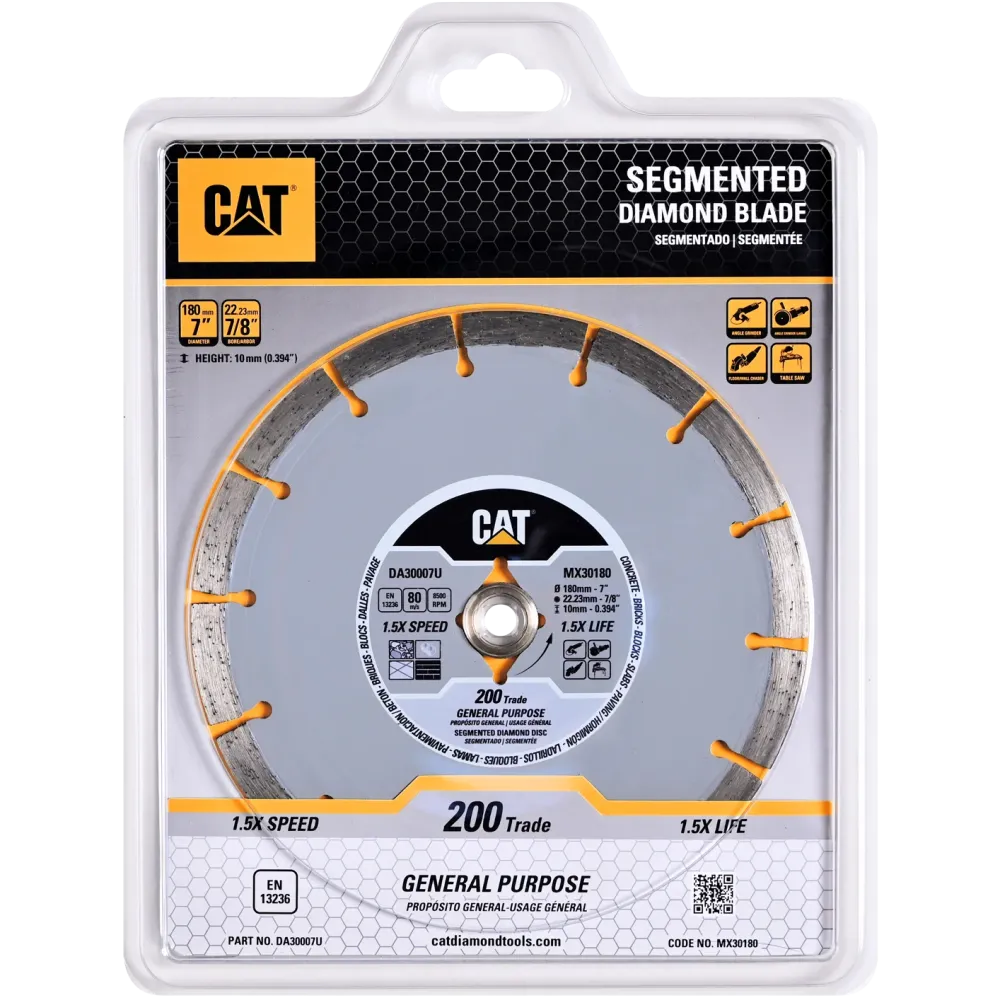 Disc diamantat CAT segmentat pentru uz general, 180 mm, 200 TRADE, Model DA30007