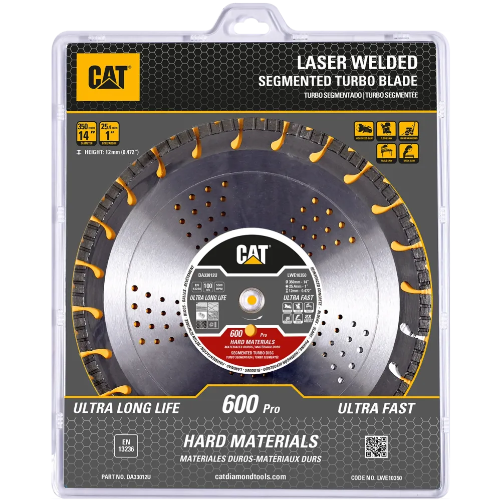 Disc diamantat CAT segmentat pentru materiale dure, 350 mm, 600 PRO, Model DA33012