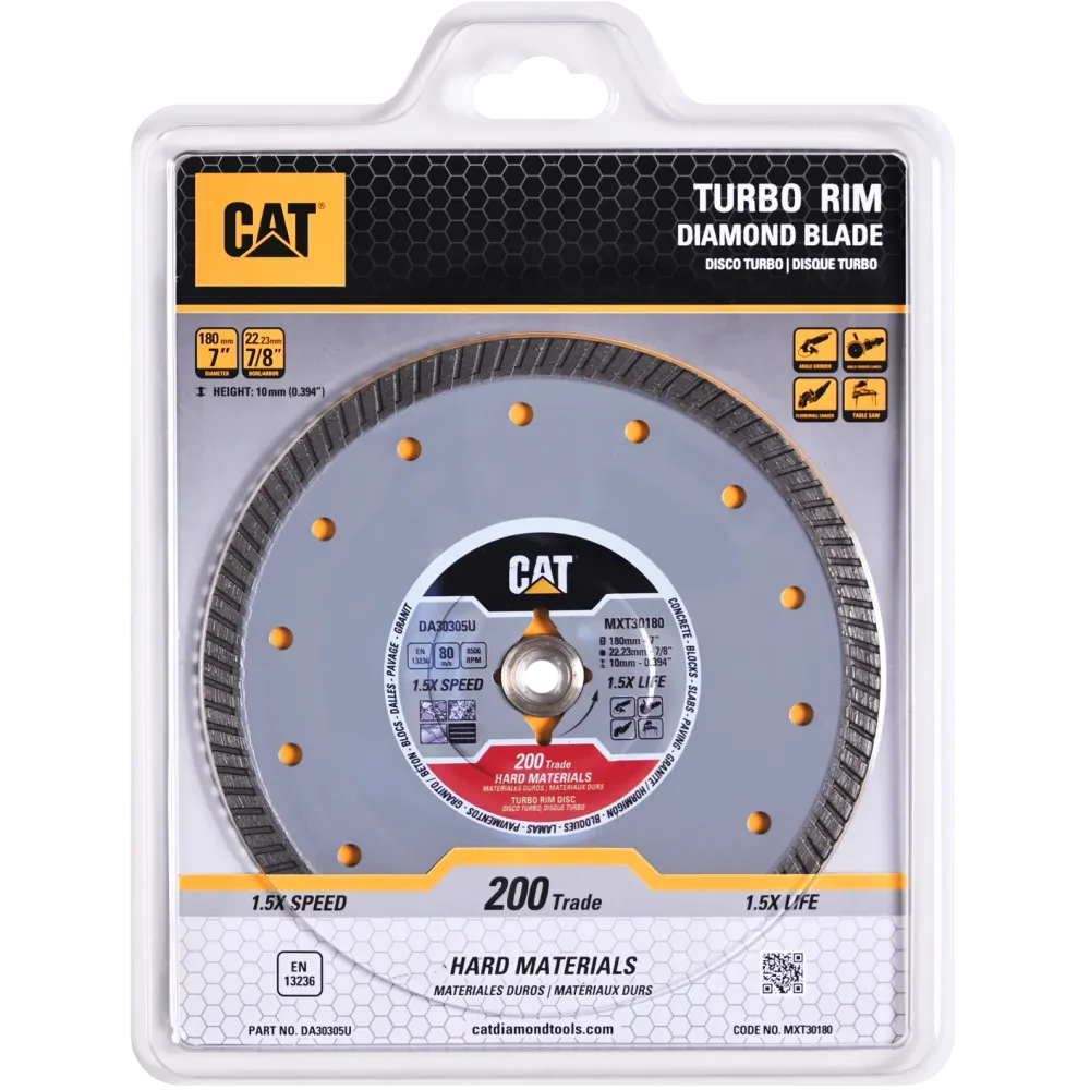 Disc diamantat CAT turbo pentru materiale dure, 180 mm, 200 TRADE, Model DA30305
