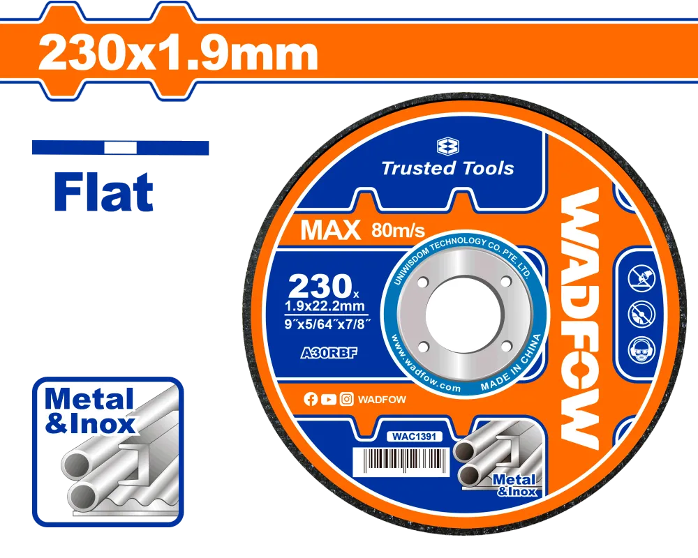 Disc debitare pentru metal si inox Wadfow, diametru 9”/230mm