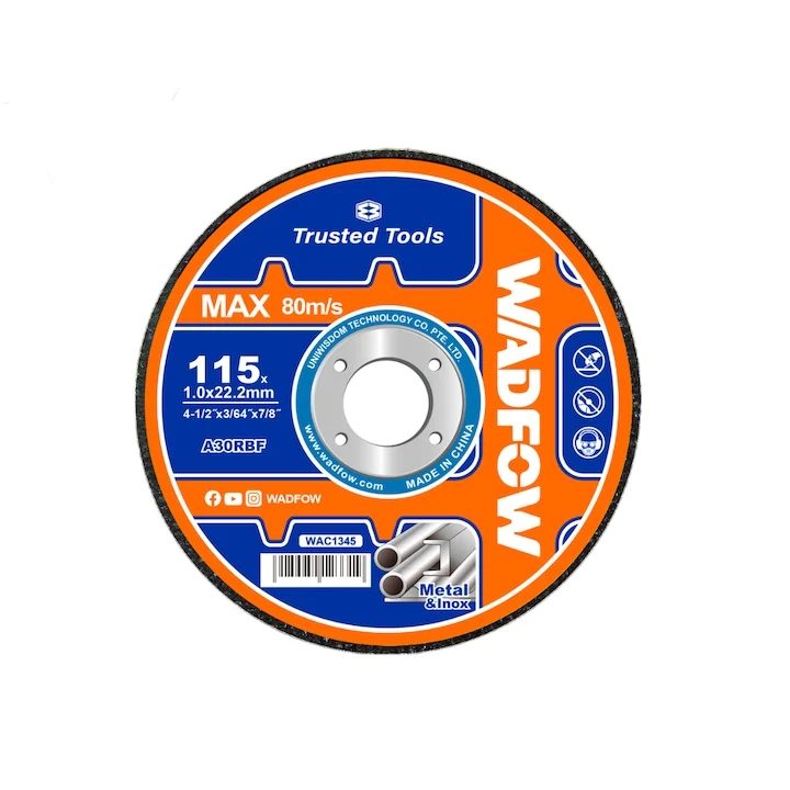 Disc debitare pentru metal si inox Wadfow, diametru 4-1/ 2”/ 115mm