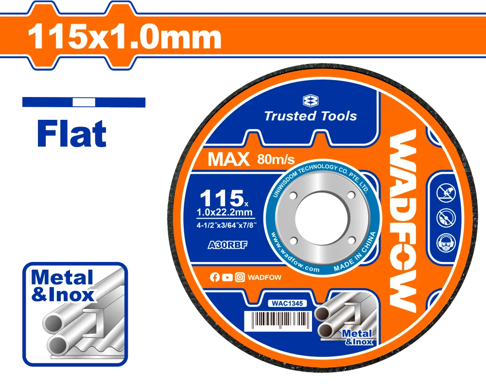 Disc debitare pentru metal si inox Wadfow, diametru 4-1/ 2”/ 115mm