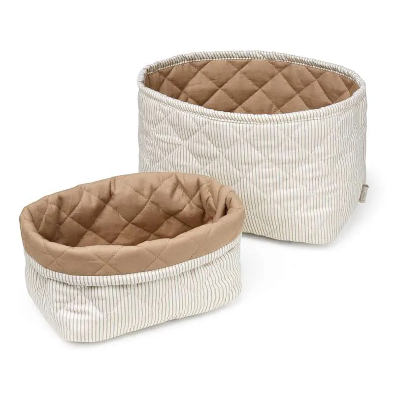 Cam Cam Copenhagen Coșuri de depozitare quilted - 2 buc. - OCS - Dungi clasice cămilă/cămilă