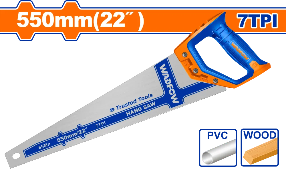 Fierastrau de mana pentru lemn, PVC Wadfow, 550mm, 7TPI