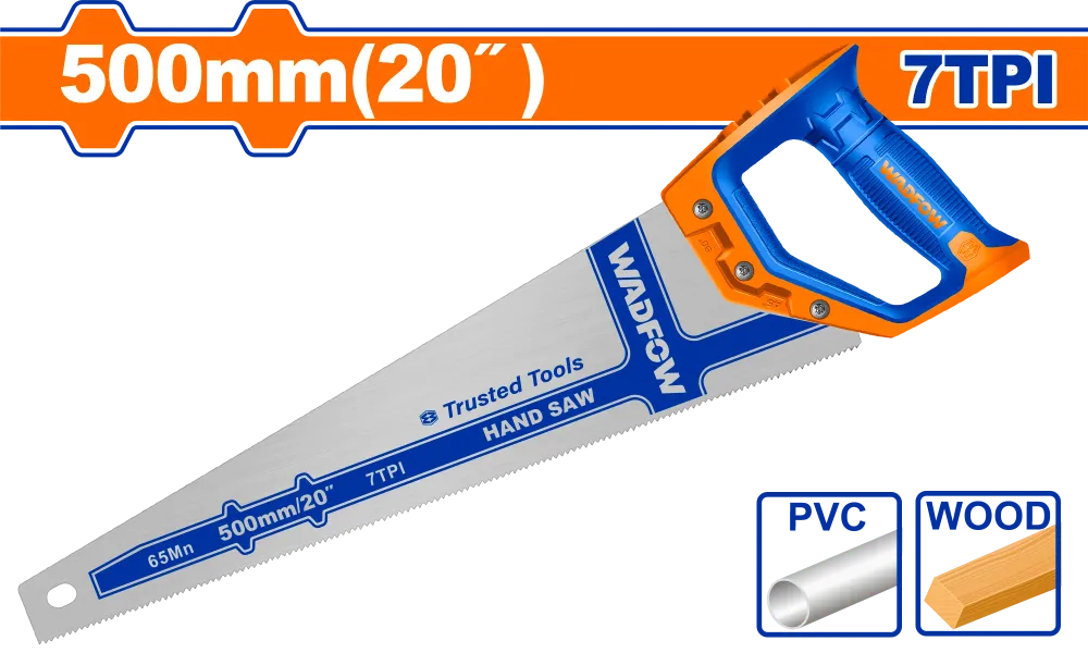 Fierastrau de mana pentru lemn, PVC Wadfow, 500mm, 7TPI