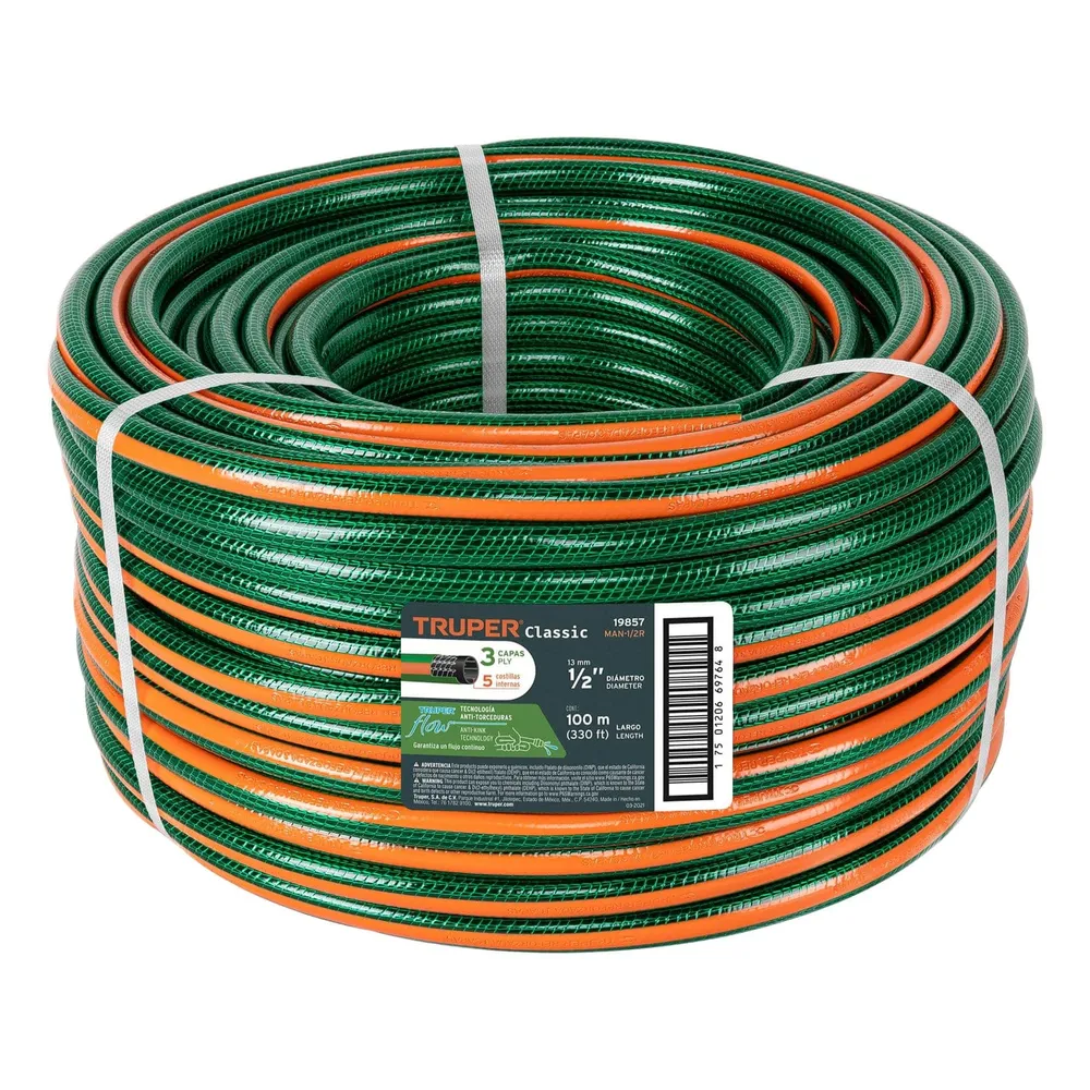 Furtun de gradina 1/2", 100 m, 3 straturi, armat, Truper