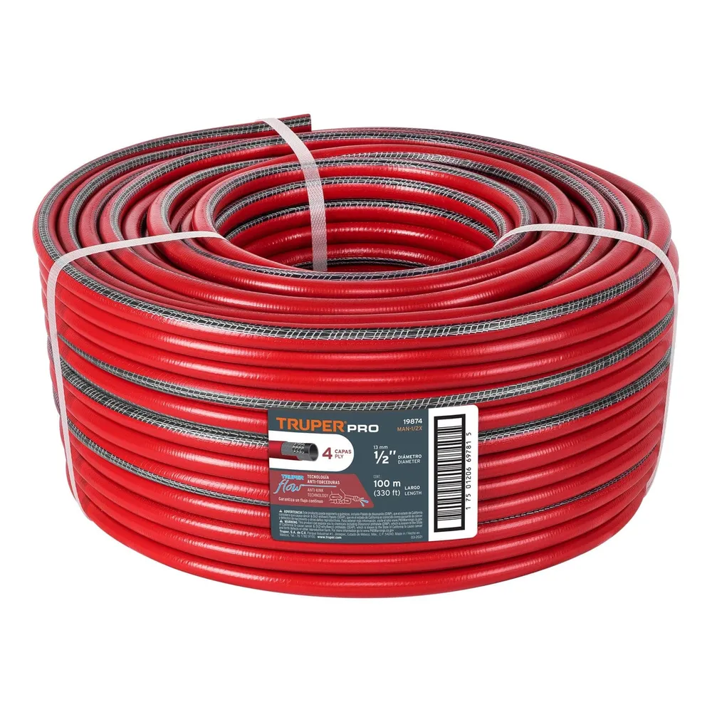 Furtun de gradina 1/2", 100 m, 4 straturi, armat, Truper