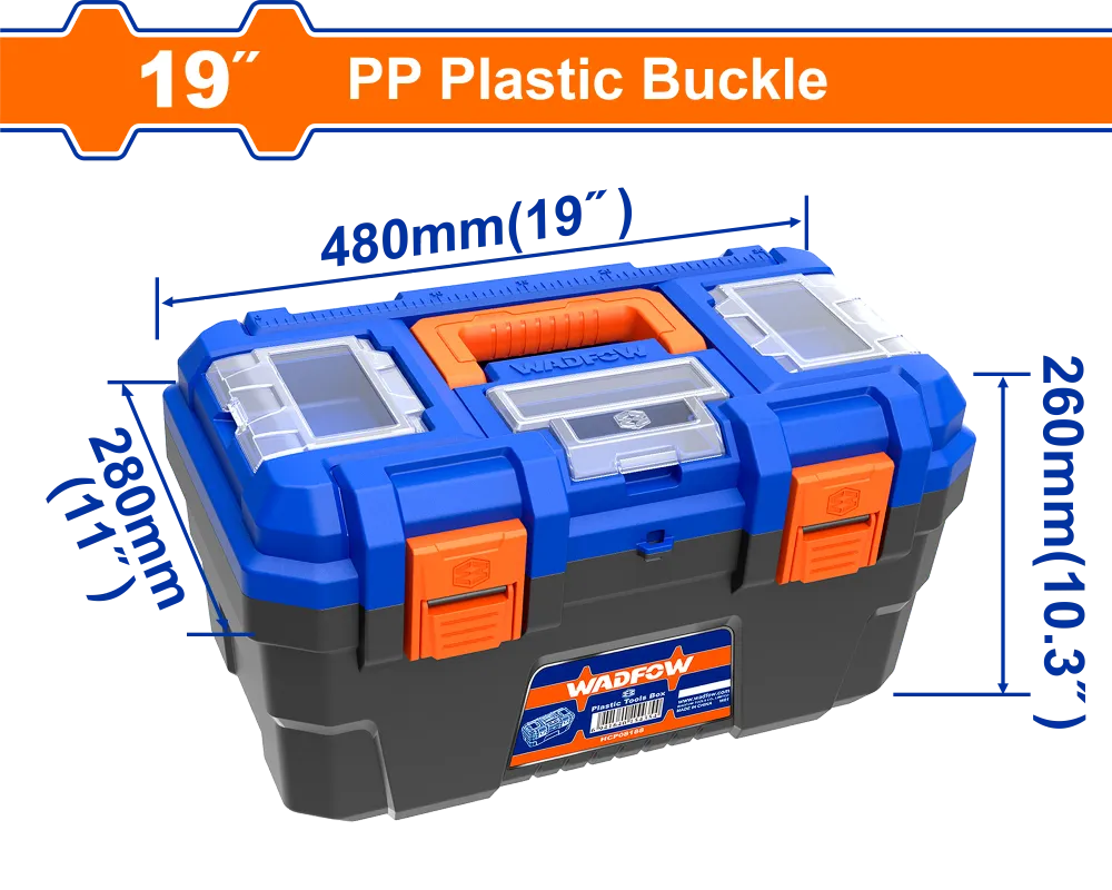 Cutie plastic pentru scule Wadfow, tava detasabila, dimensiune 480x280x260mm, incarcare maxima 18kg